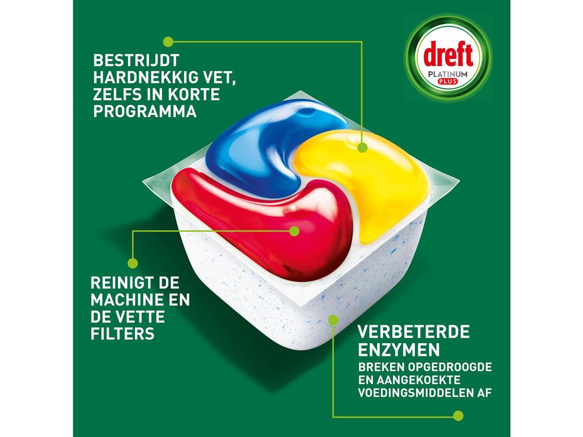 Dreft Platinum Plus Vaatwastabletten - Lemon Geur - 72 stuks - 144x aanbieding
