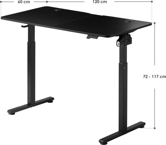 Elektrisch Verstelbaar Bureau / Sta Zit Bureau - 120 x 60 cm - Zwart