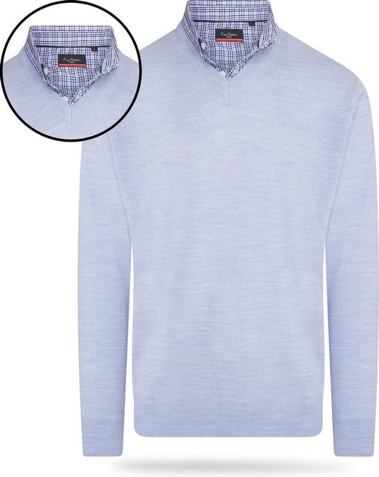 Pierre Cardin - Heren Sweaters Mock Pullover - Blauw - Maat L