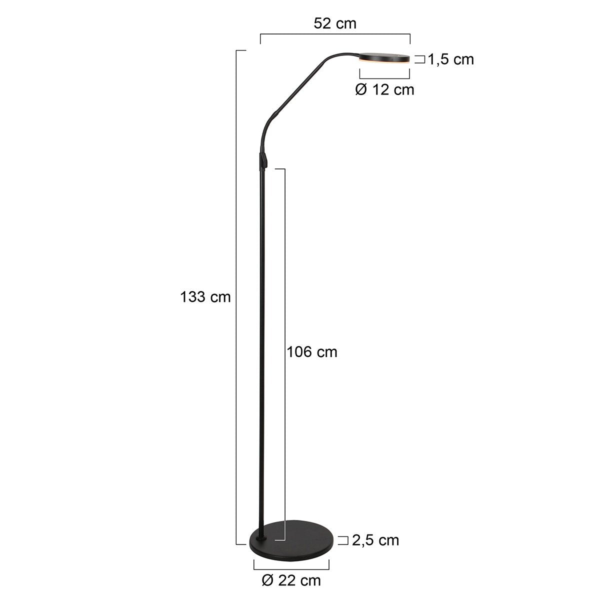 Steinhauer Exclusive - vloerlamp - Soleil2 - zwart - kunststof metaal - design lamp - LED - 4389ZW
