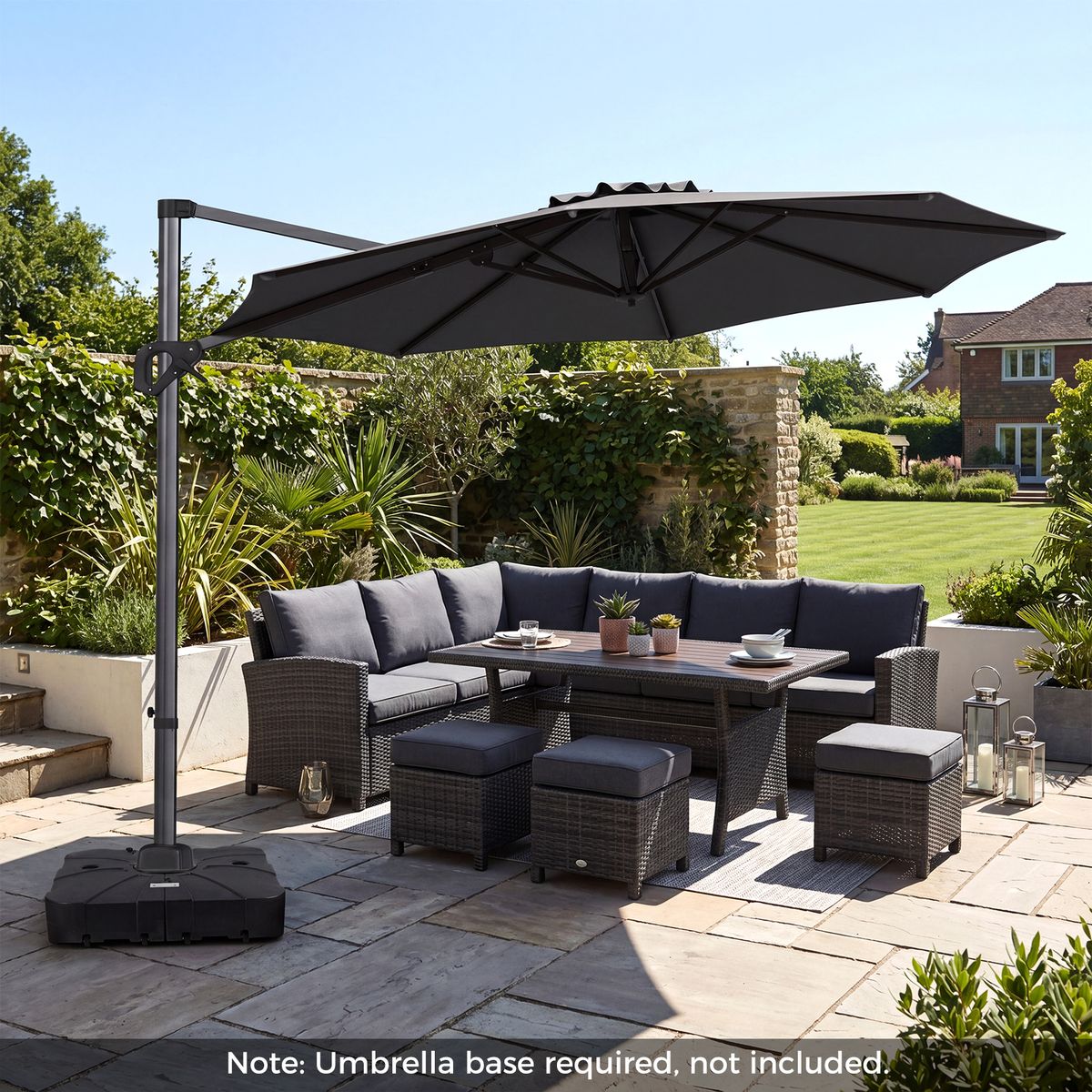 Coast parasol met voetpedaal - 360° draaibaar - kantelbaar in 6 standen - grijs Ø 300 cm