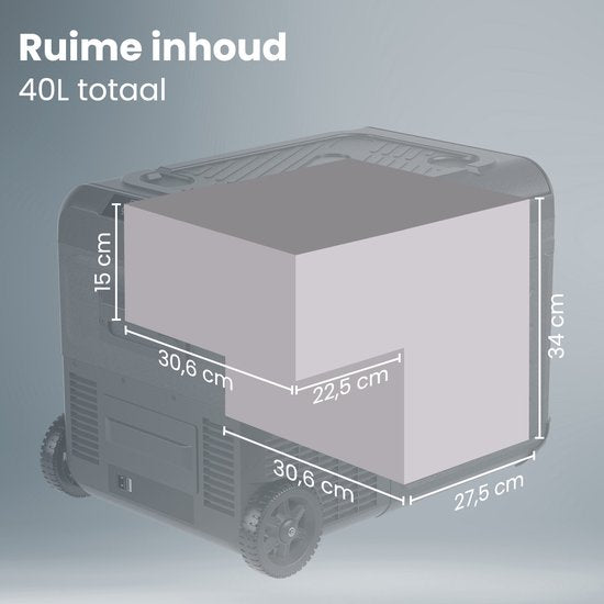 Auronic Elektrische Koelbox - Compressor - Met Wielen - 12V 230 Volt - Auto - 40L - Frigobox - Zwart/Grijs