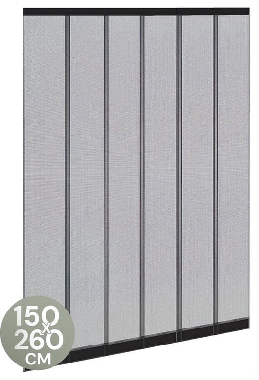 O'DADDY® Vliegengordijn Lamellenhor - 150x260 cm - Deurgordijn - Hordeur - Aanpasbaar Ontwerp - Glasvezel - Deurhor Zwart