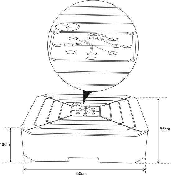 AXI Parasolvoet Vulbaar – Zwart – 82 x 82 x 19 cm – Met 2 Wielen - Met Handvat - Voor Zweefparasols tot 3 x 3 m of met een diameter van 3 m- HDPE Kunststof – Vulbaar met 115 Liter Water