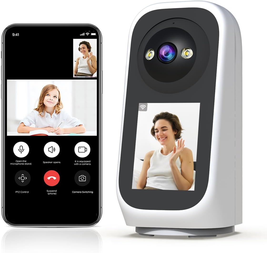 JOOAN 2K Indoor Beveiligingscamera met 2,8" Scherm – 360° PTZ – 5G WiFi – Tweeweg Video – Wit