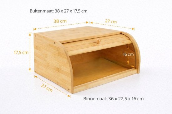 Ceruzo Broodtrommel Bamboe – Brooddoos met Rolluik – 38 cm