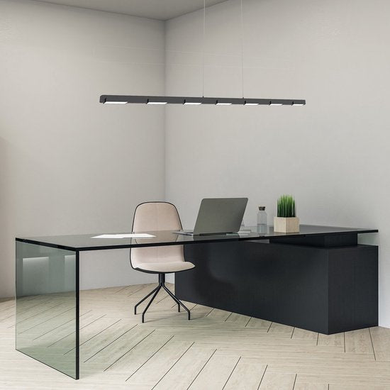 Hanglamp Bloc 3297ZW Zwart met Hoogteinstelbaar Cable Lift, Glas en Metaal - Steinhauer