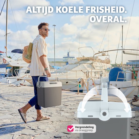tectake® - Elektrische koelbox met 25 l - Koel- en warmhoudfunctie - Stille elektrische koeltas - Voor auto of stopcontact - Mini-koelkast voor camping, dranken - Thermobox met stroom - Eco Modus