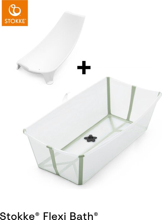 Stokke® Flexi Bath® X-Large set - Flexi Bath® XL + Newborn Support - Transparant groen