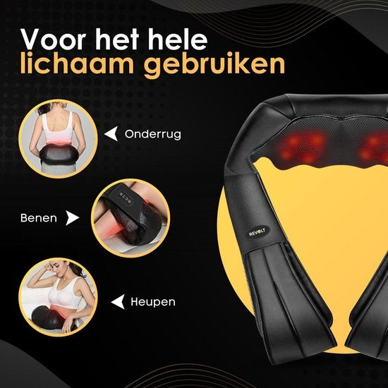 Revolt Massagekussen - 120 Minuten Draadloos - Elektrisch Nek Massage Apparaat - Nek en Schouder - Infrarood