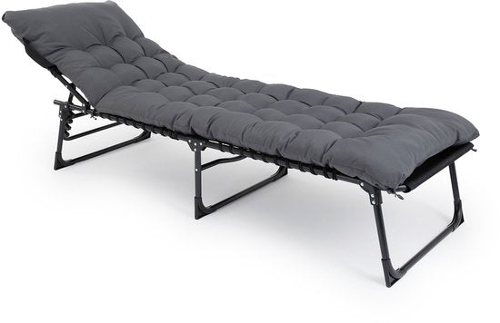 909 Outdoor Premium Ligbed met comfortabel kussen - Verstelbare Rugleuning - 189x59x30cm - Max draagvermogen: 110KG