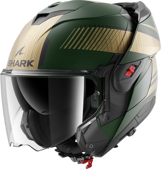Shark Oxo systeemhelm motorhelm Sikter mat groen goud - Maat M