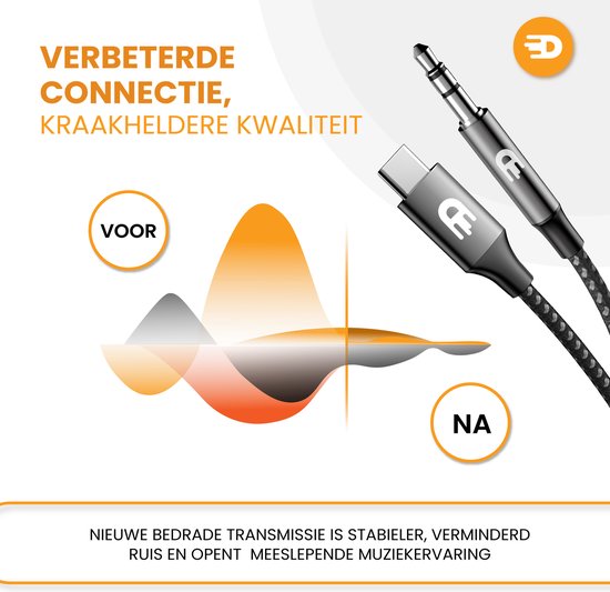 Drivv. USB C naar AUX Kabel - nylon - 1 meter