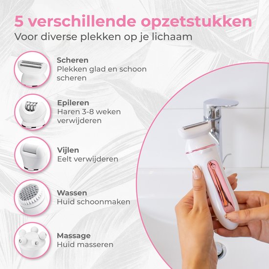 Nuvance - Epileerapparaat dames - Epilator Gezicht - 5 Opzetstukken - Epilators - Gezichtsreiniger - Gezichtsepilator Vrouw - Ontharingsapparaat - Usb Oplaadbaar