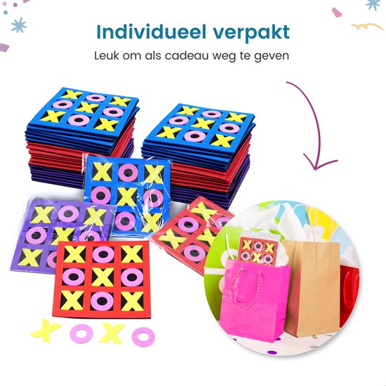 Partizzle 24x Mini Boter Kaas en Eieren Spel - Uitdeelcadeautjes - Tic Tac Toe Spelletjes - Educatief Klein Speelgoed - Grabbelton Traktatie Cadeautjes voor Kinderen - Foam