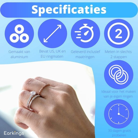 Ringmeter - Ringmaat meter voor elke Ringmaat - Ring sizer EarKings
