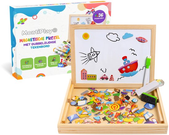 MontiPlay® Magnetisch Speelgoed Voertuigen - Sensorisch Speelgoed - Magnetisch Speelgoed - Montessori Speelgoed - Magneet Speelgoed - Busy Board - Tekenbord - Magneet Boek - Reisspeelgoed - Speelgoed voor onderweg