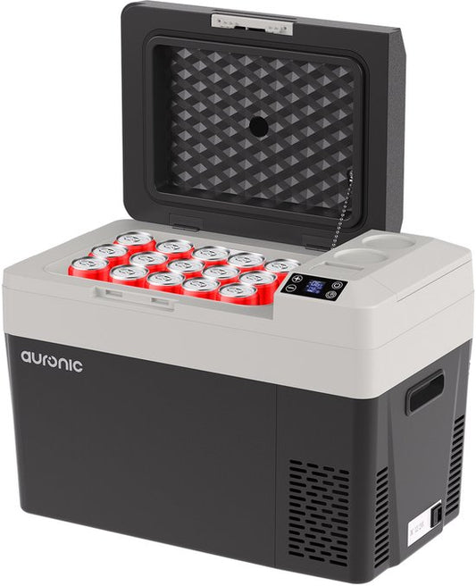 Auronic Elektrische Koelbox - Frigobox - Compressor - 12V 230 Volt - Auto - 30L - Zwart/Grijs