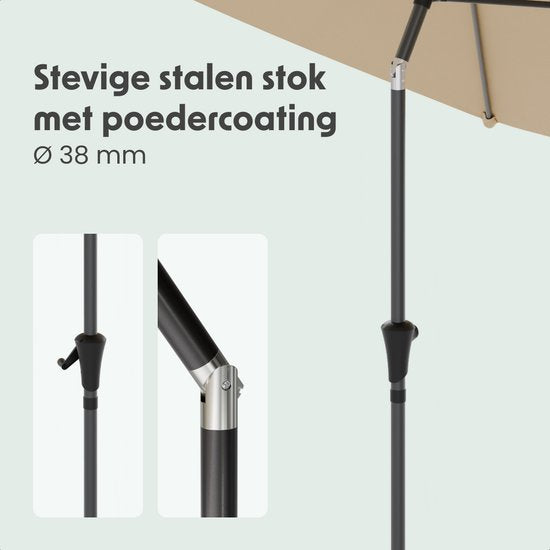 LifeGoods Parasol - Tuin - Ø270 cm - 30° Kantelbaar - Waterdicht - Taupe