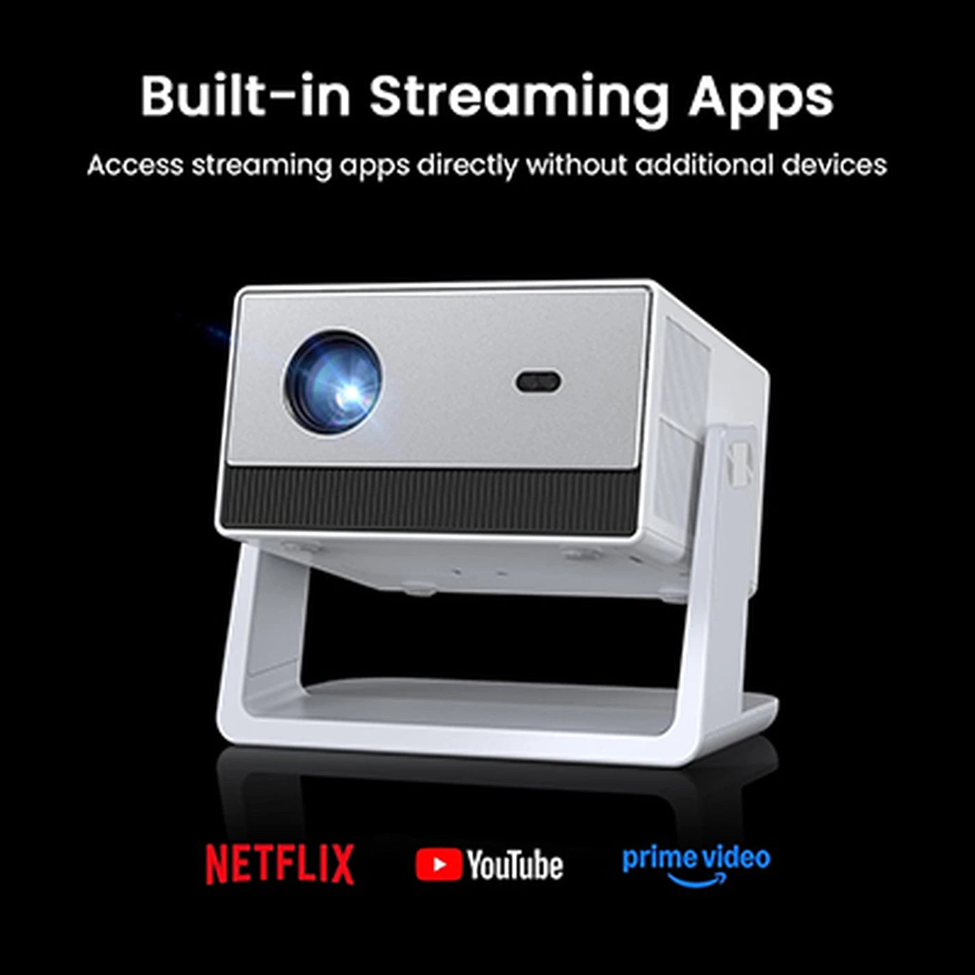 FunFlix Slimme Projector - WiFi 6 & Bluetooth 5.2 - Native 1080p met 4K Ondersteuning - Dolby Audio - 200 Inch Beeldscherm - Autofocus