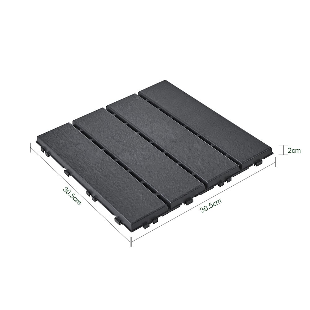 SoBuy Kunststof Vloertegels Zwart - Kliksysteem - Antislip Houtlook - Draagkracht 113 kg