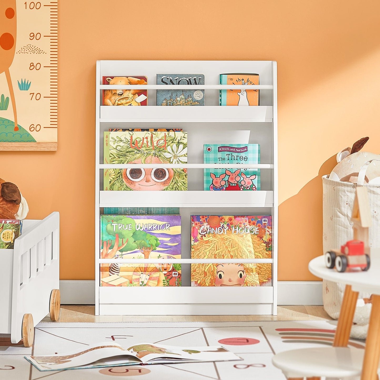 SoBuy Kinderboekenkast - 4 Planken - Max. 15 kg per plank - 58 x 18 x 81 cm - Wit