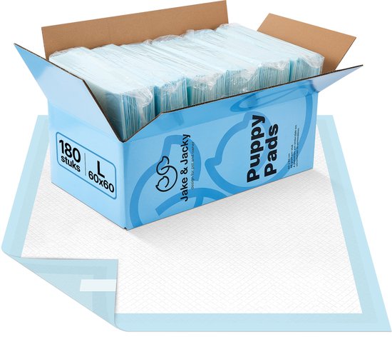 Jake and Jacky 180 stuks Puppy Training Pads met Plakstrip - Zindelijkheidstraining Hond - Plasmatjes hond - Hondentoilet 60 x 60 cm