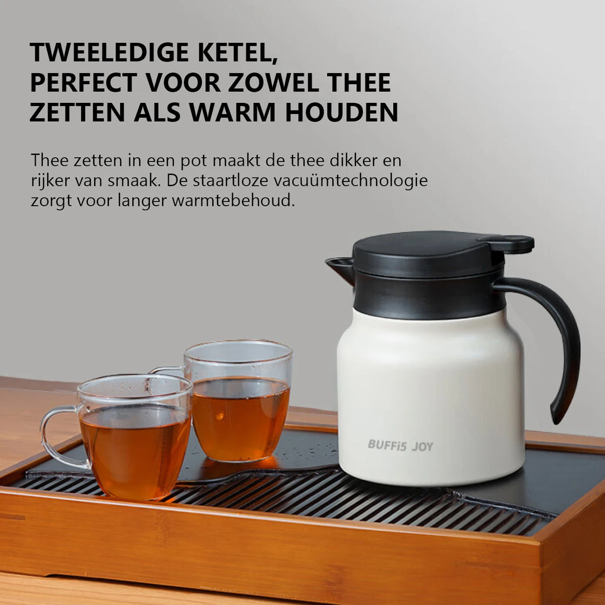 LIFEPAL Thermoskan met Theefilter - 800 ml - 316 RVS Binnenwand - 8-Laagse Isolatie - Wit