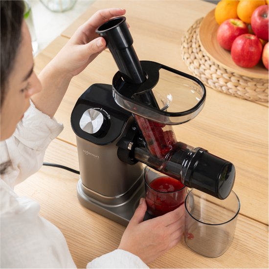 Safecourt Kitchen – Slowjuicer – 700 ml & Koude Persing – Voorzien Van Stille Motor En Druppelstop – Voor Vers Sap Van Groenten En Fruit – Grijs Kunststof