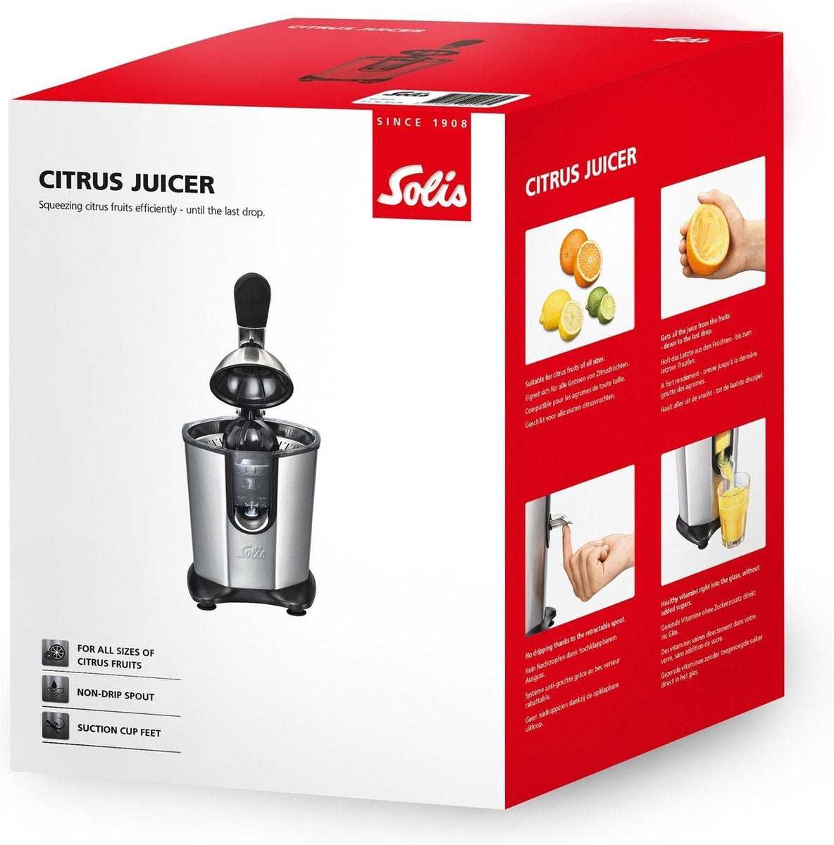 Solis Citrus Juicer 8453 Citruspers - Sinaasappelpers Elektrisch - Citroenpers Electrisch - 160 Watt - RVS Zilver