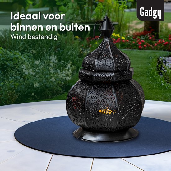 Gadgy Oosterse Lantaarn - Marokkaanse Lantaarn Windlicht - Decoratie voor binnen - Tafellamp - Waxinelichthouders Woonkamer - Theelichthouder Cadeau - Metaal 26x18 CM