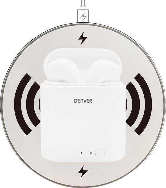 Denver TWQ-40 - Wireless Bluetooth earbuds - draadloos opladen via QI - Wit