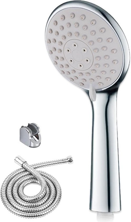 Fuegobird Douchekoppen - met slang en houder - 3 functies - Waterbesparende Handdouche - Zilver