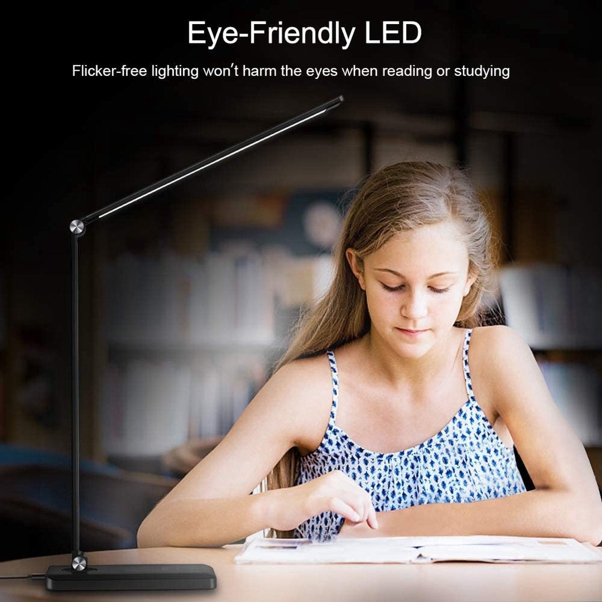 Fuegobird EK009 LED Bureaulamp - Draadloos Oplaadfunctie - Kantelbaar - Zwart