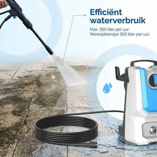 Lugia Jet+ Hogedrukreiniger 1300W – 90 Bar – Compact & Krachtig – Inclusief Spuitpistool en Zeepfles – Voor Auto, Terras en Tuin