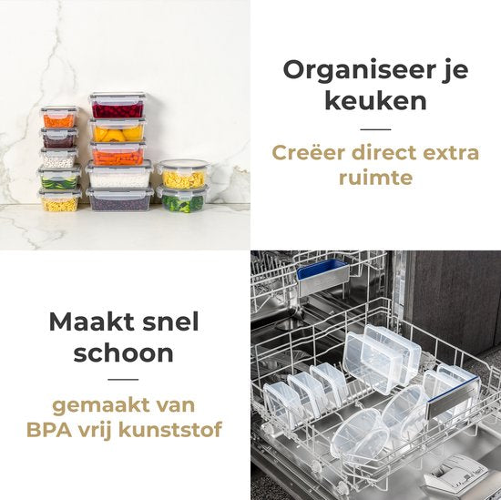 Stosh Vershoudbakjes - Meal Prep Bakjes - Diepvriesbakjes - 10 Stuks - 1L - Plastic - BPA vrij