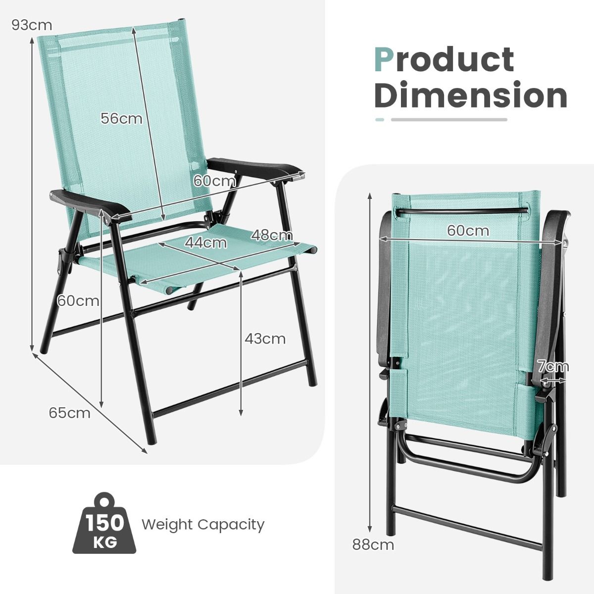 Coast Opvouwbare Terrasstoelen - set van 2 - metalen frame - groen