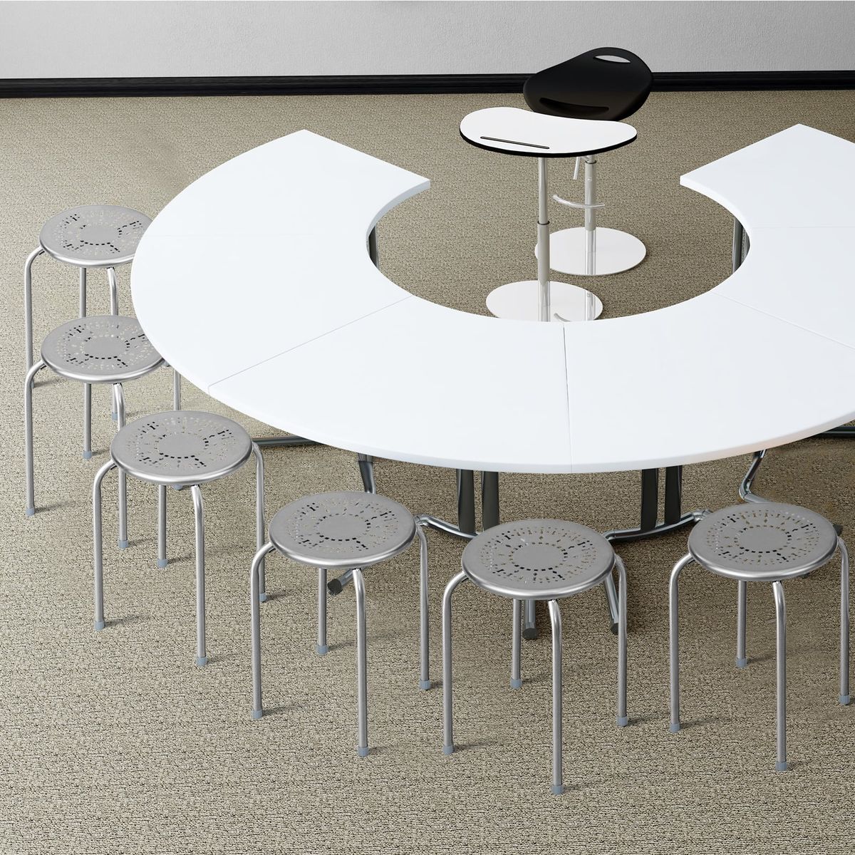 Coast 6-delige set stapelbare metalen krukken - versterkt frame - direct klaar voor gebruik - grijs
