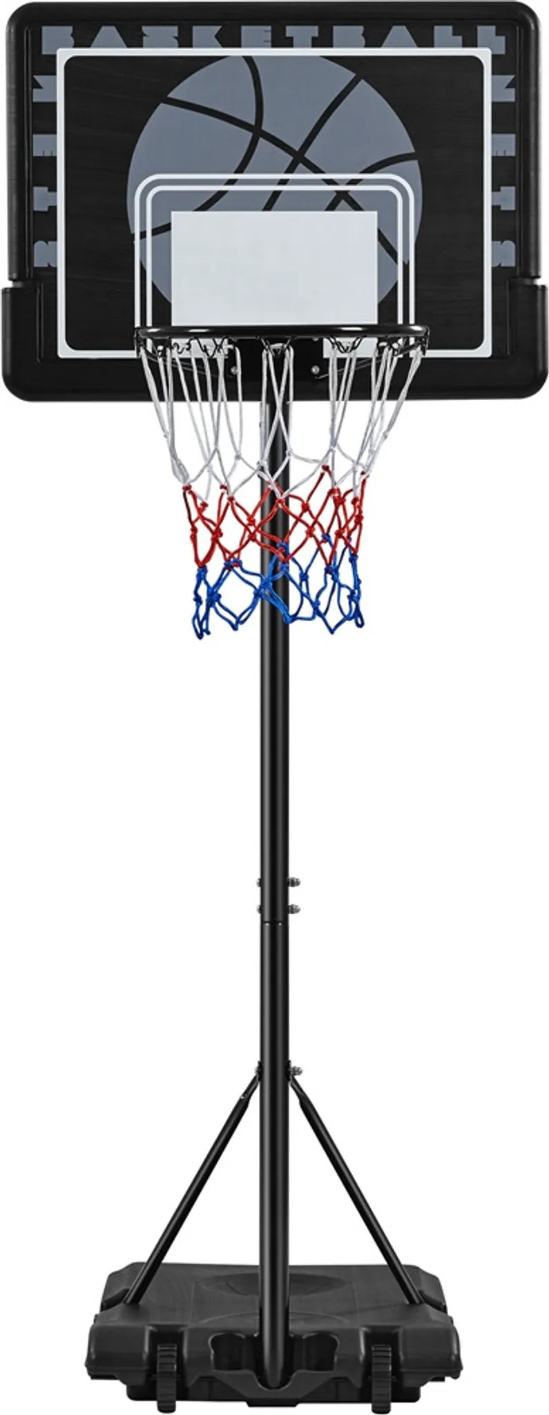 In Hoogte Verstelbare Basketbalstandaard met Wielen 182–215 cm Zwart