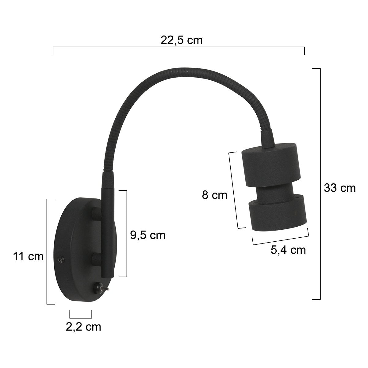 Wandlamp Natasja LED 3094ZW Zwart - Draaibaar en kantelbaar, inclusief GU10 lichtbron, gemaakt van kunststof en metaal - Steinhauer