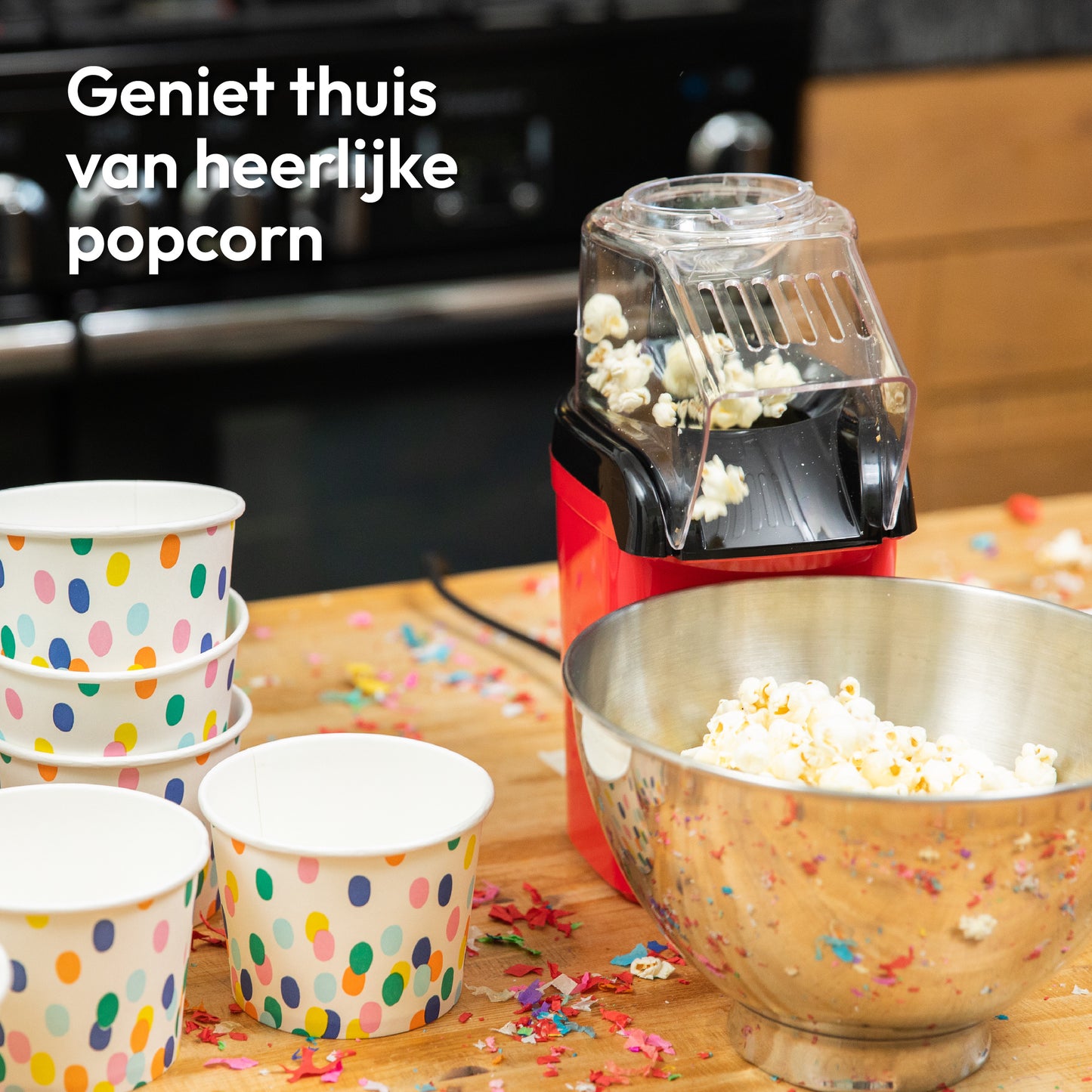 Gadgy Popcorn Machine - Hetelucht Popcornmakers - 1200 watt - 27 cm - Popcornmaker Kinderfeestje
