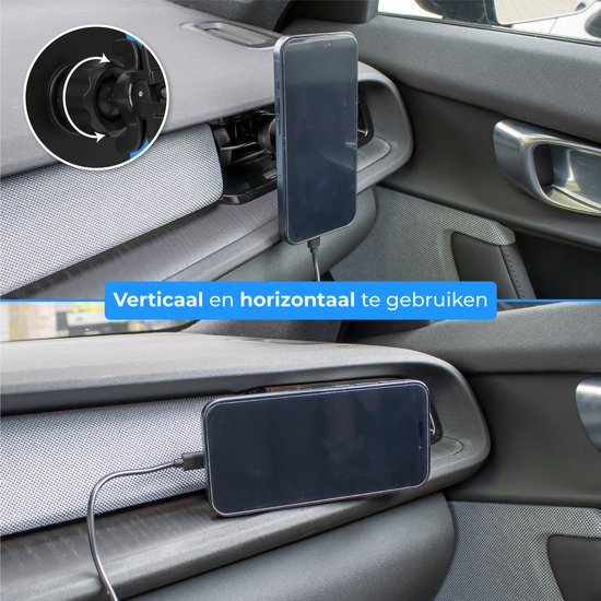 Nuvance Telefoonhouders Auto - Geschikt voor MagSafe iPhone 12/13/14/15/16 - Telefoonhouder - Draadloze Oplader - Gsm Houder Auto