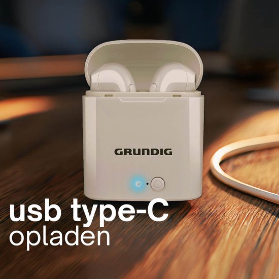 Grundig Draadloze Oordopjes - Bluetooth In Ear Oordopjes 400mAh - Oortjes Draadloos met 2 Uur Afspeeltijd - Earbuds voor Hands Free Bellen - Incl. Oplaadcase USB-C Oplaadkabel