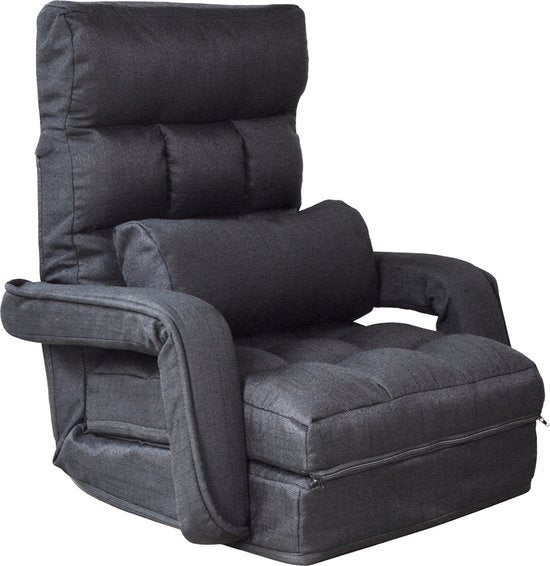 VDD Gaming - Loungestoel - Uitklapbaar tot een ligstoel - Zwart -71x51x50cm