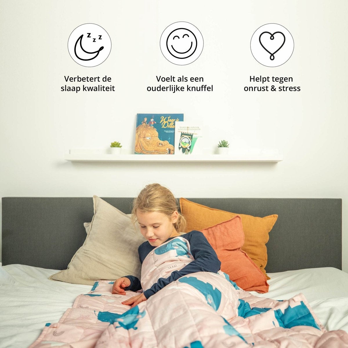 EL-Life Verzwaringsdeken Kind 3,2kg - 100 x 150cm - Zwaartedeken - Weighted Blanket - Verzwaarde Deken - OEKO-TEX Katoen - Nijlpaard