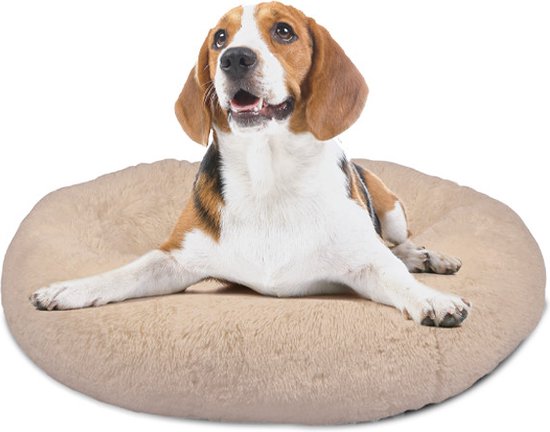 Peaceful Pooch S - pluizig hondenbed - 58cm diameter - opvouwbaar - in verschillende maten. Kattenbed - wasbaar - uitneembare vulling - ontspant gewrichten en spieren - anti-slip noppenbodem