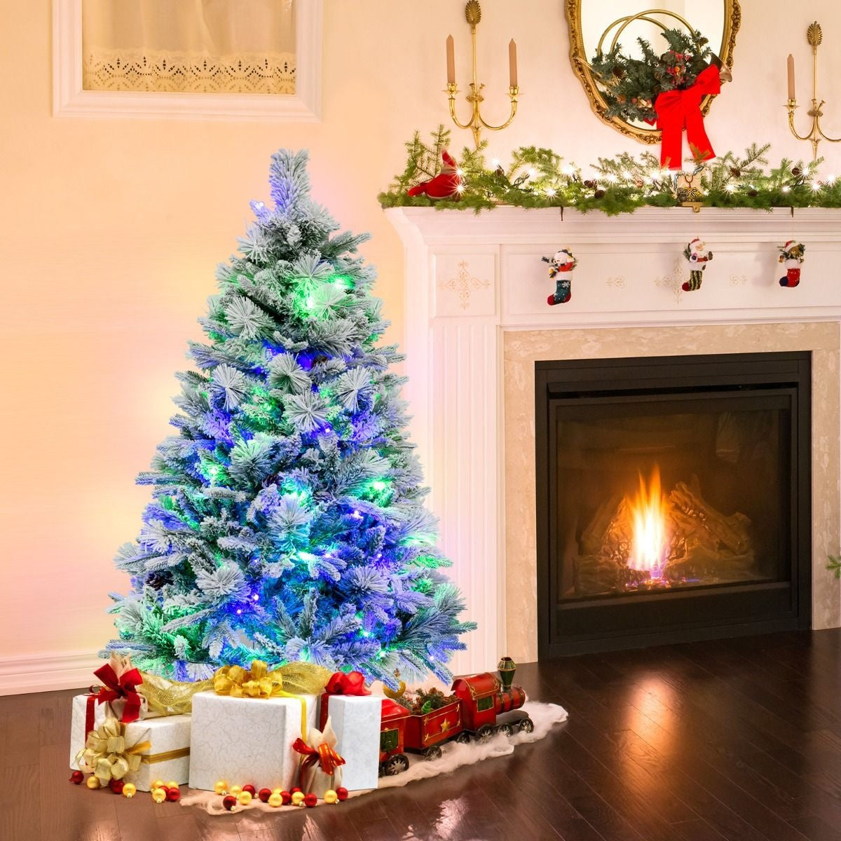 Coast Kunstkerstboom met Sneeuw en Kleurrijke LED-lampjes - 8 verschillende lichtmodi - 136cm