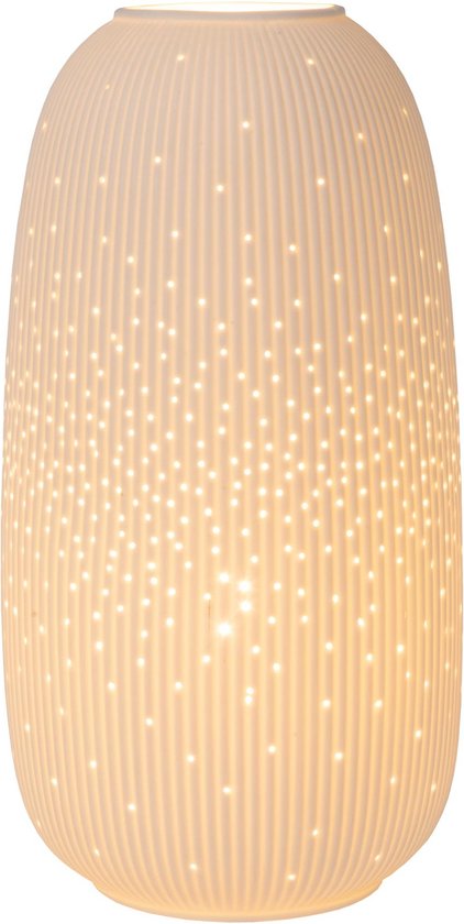 Lucide FLORES - Tafellamp - Ø 17,5 cm - 1xE14 - Wit - Japandi