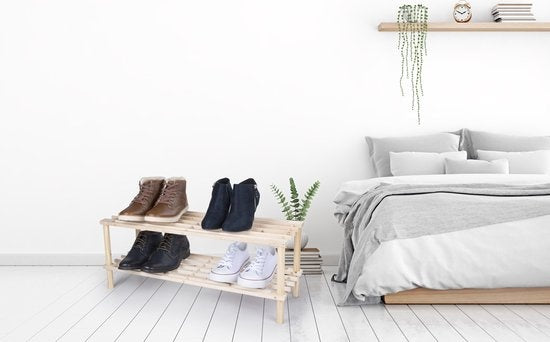 alpina Schoenenrek - 74 x 26 x 30 CM - Twee Lagen - Hout - FSC Gecertificeerd - Beige