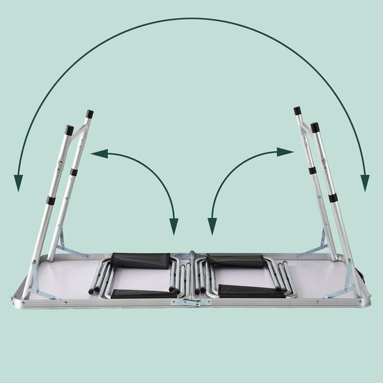 Campingtafel - met 4 stoeltjes - inklapbaar - verstelbaar - zwart